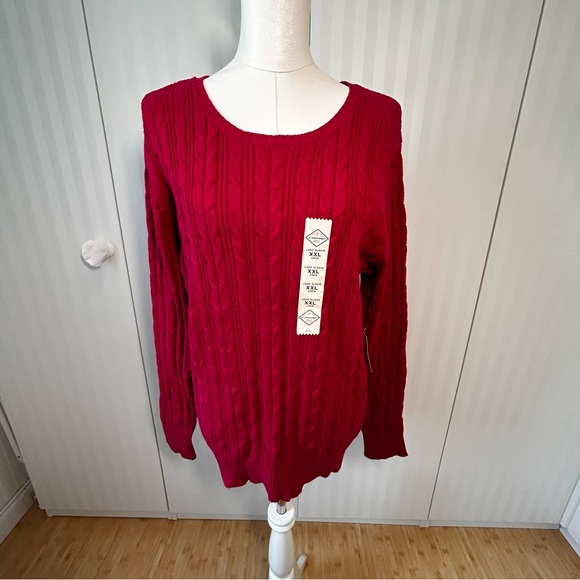 NWT St John’s Bay pink cable knit sweater Size XXL - Picture 2 of 12